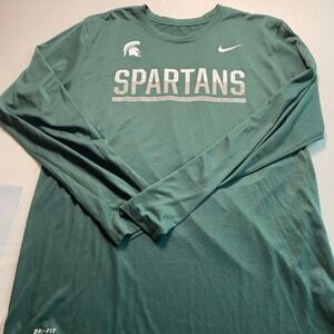 Nike Michigan State Spartans Dri-FIT Long Sleeve Shirt Men's XL Green NCAA
